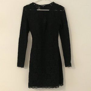 Express Long Sleeve Backless Black Lace Dress